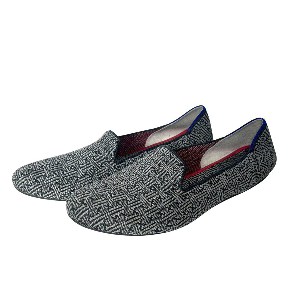Rothy’s Charcoal Grid Loafers Slip On Shoes Comfort Geometric Retired Women 10.5